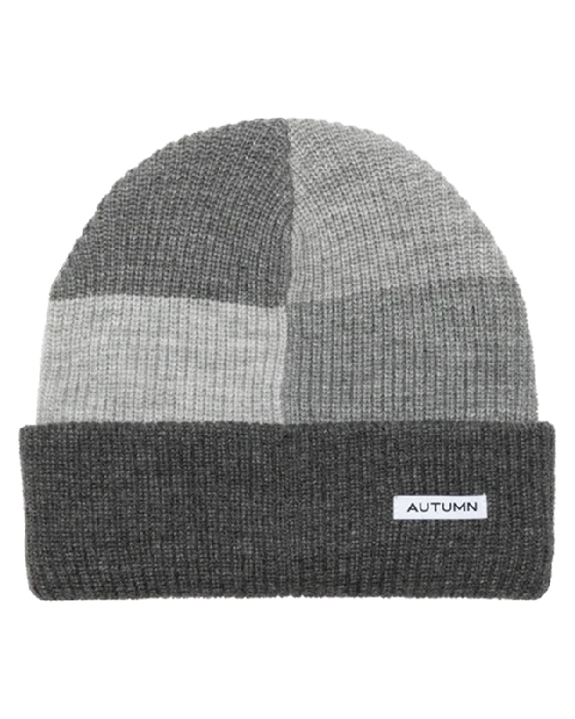 Autumn Patchwork Beanie - Grey