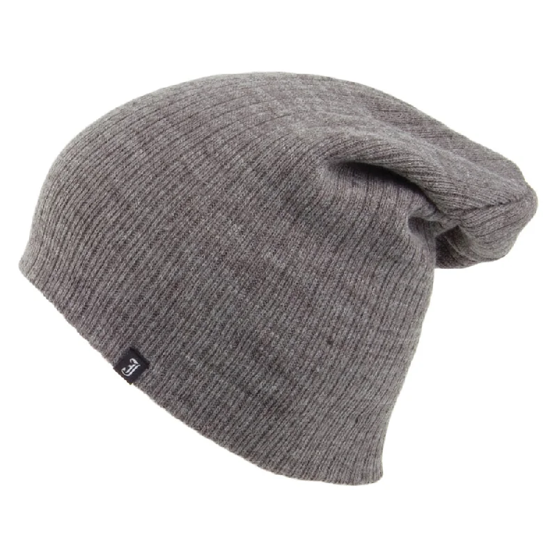 Oversized Ribknit Beanie Hat - Grey Wholesale