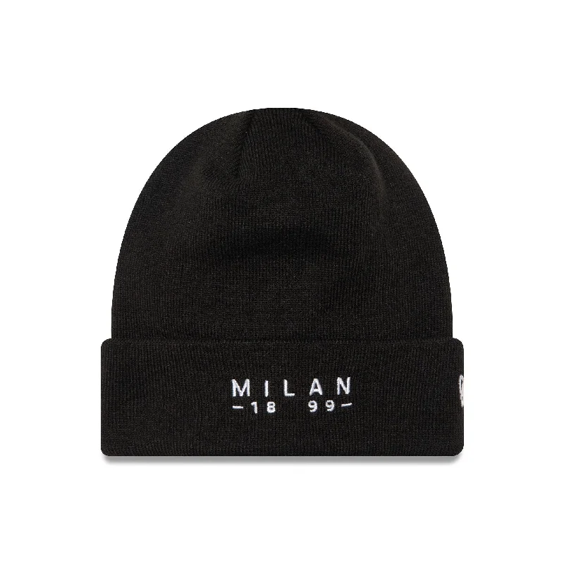 AC Milan Established Wordmark Black Cuff Knit Beanie Hat