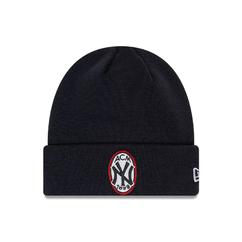 AC Milan x New York Yankees Script Navy Cuff Knit Beanie Hat