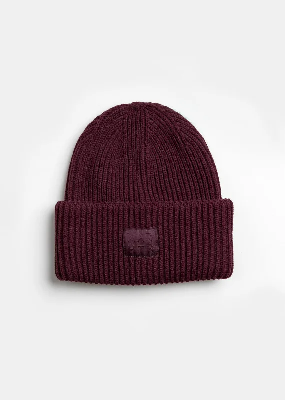 Adult Mad Hatter Ribbed Knit Beanie - Cranberry