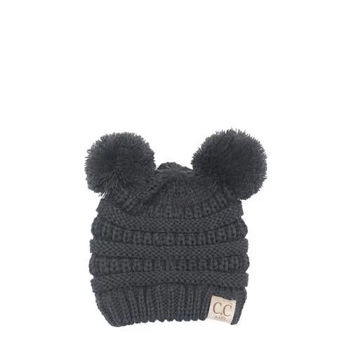 Baby-23 Double Pom Beanie Dark Melange