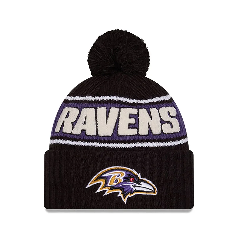 Baltimore Ravens NFL Sideline 2024 Black Sport Knit Beanie Hat