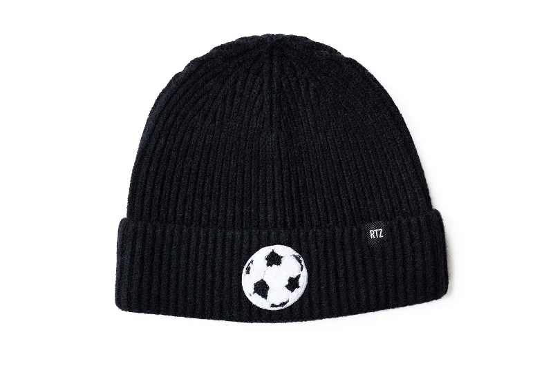 Black Terry Soccer Beanie