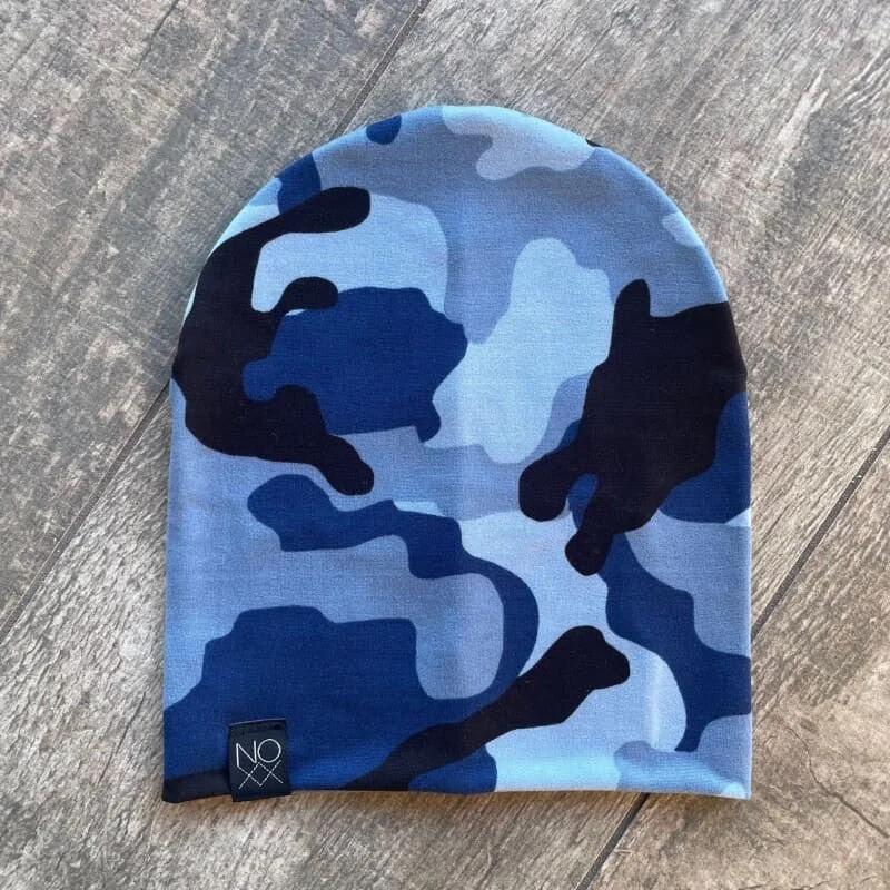 Blue Camo | Jersey Knit Beanie - Newborn