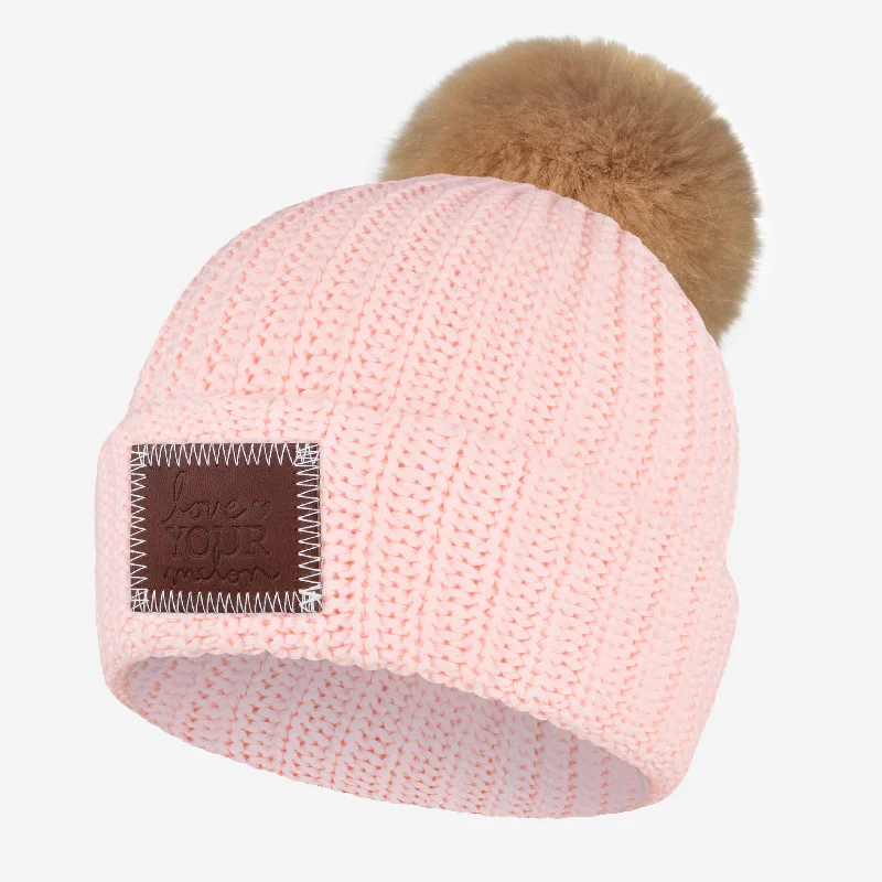 Blush Pom Beanie (Natural Pom)