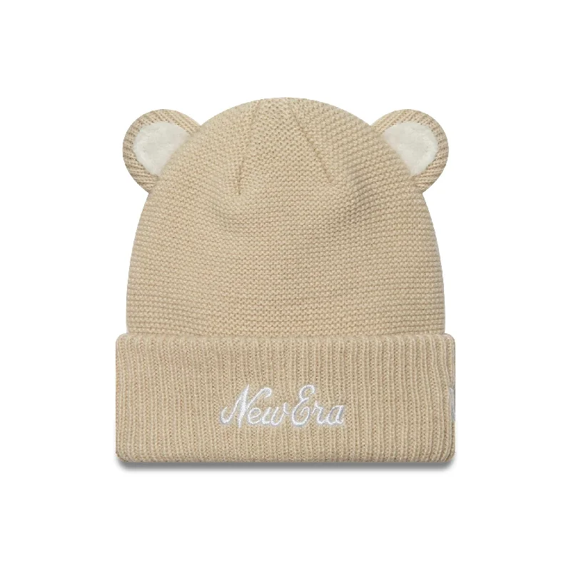 Child New Era Teddy Bear Ears Cream Cuff Knit Beanie Hat