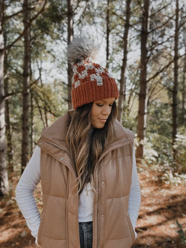 Chunky Check Beanie | Redwood