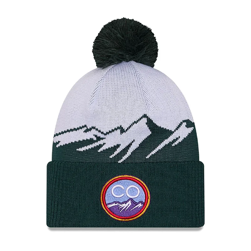 Colorado Rockies City Connect Dark Green Bobble Knit Beanie Hat