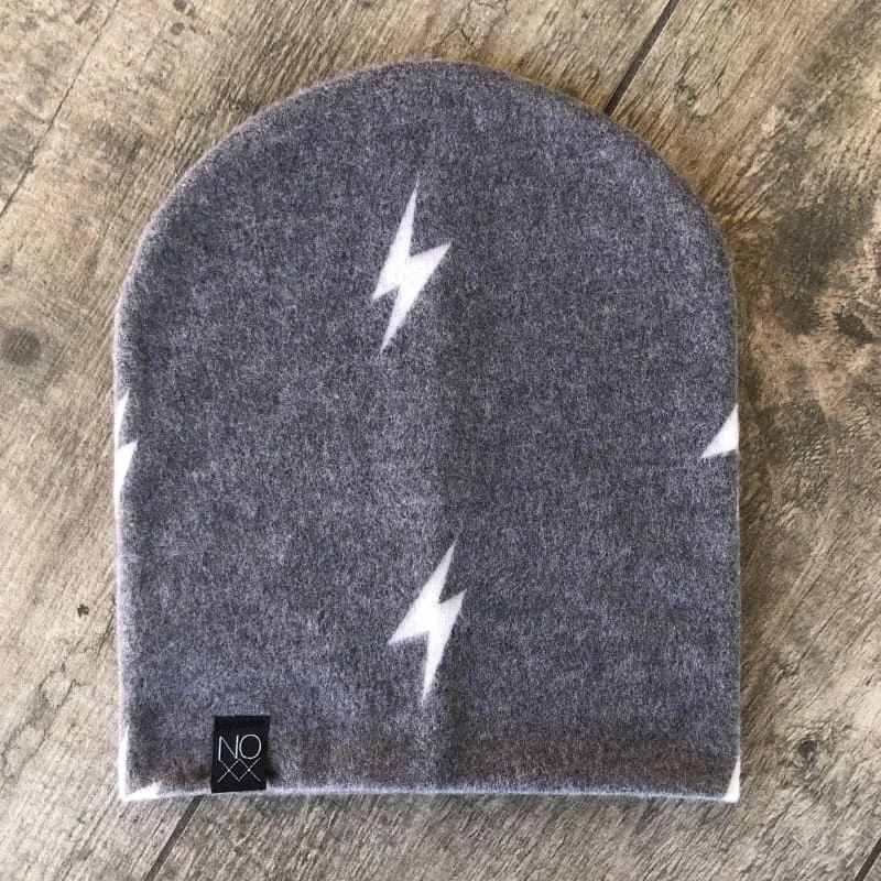 Faded Black Lightning Bolt | Cozy Sweater Knit Beanie