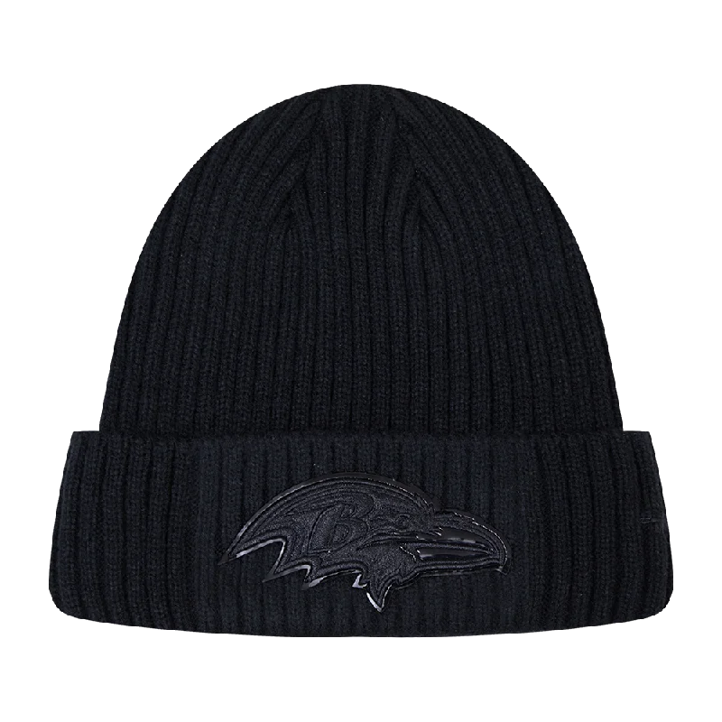 NFL BALTIMORE RAVENS UNISEX CLASSIC 3BK BEANIE (TRIPLE BLACK)