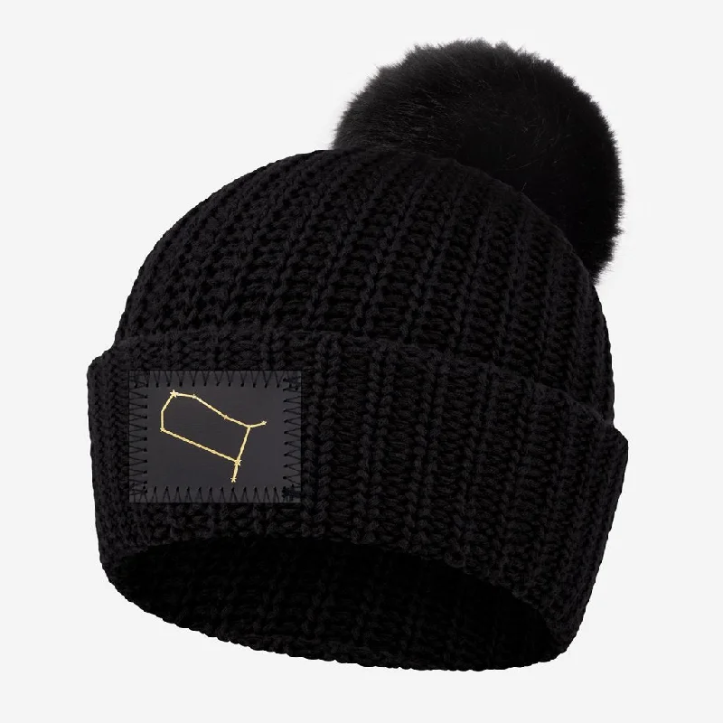 Gemini Constellation Black Pom Beanie