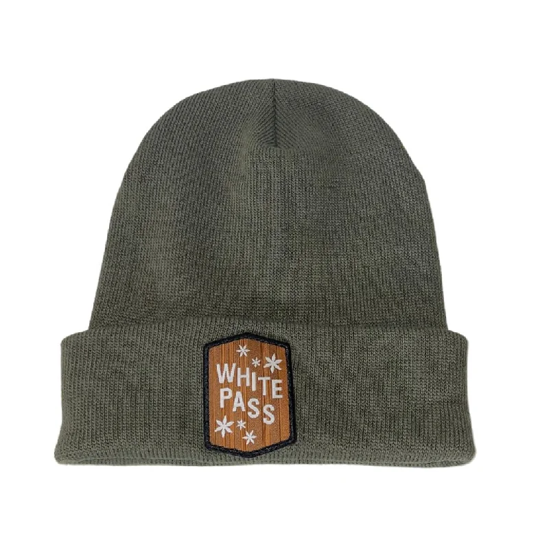 Green White Pass Sign Beanie