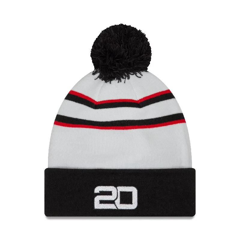 Haas Formula 1 Driver Kevin Magnussen White Cuff Knit Beanie Hat