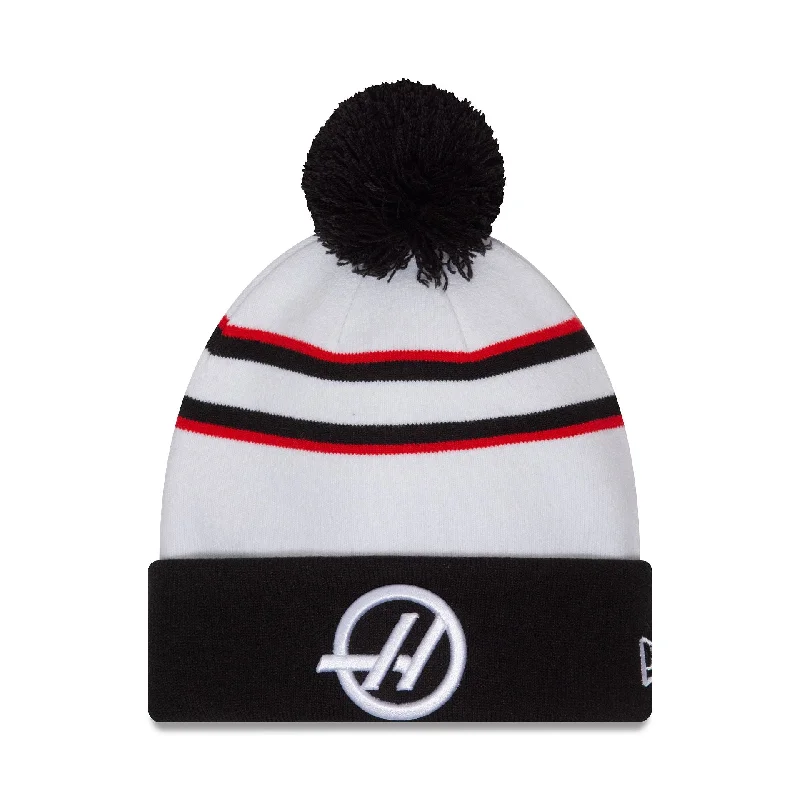 Haas Formula 1 Driver Nico Hulkenberg White Cuff Knit Beanie Hat