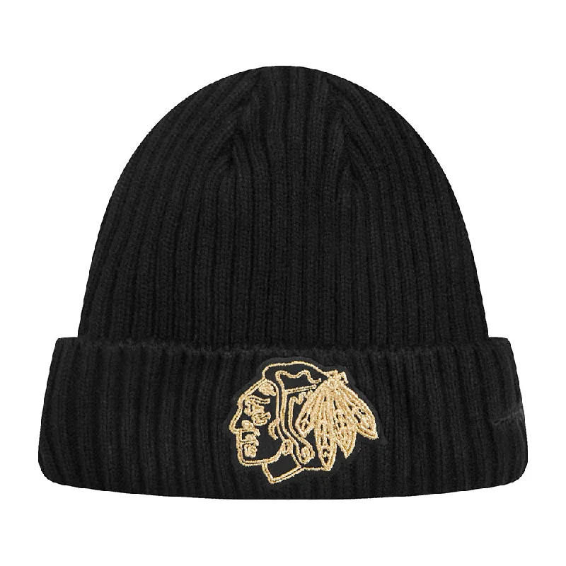 NHL CHICAGO BLACKHAWKS BLACK & GOLD BEANIE (BLACK)