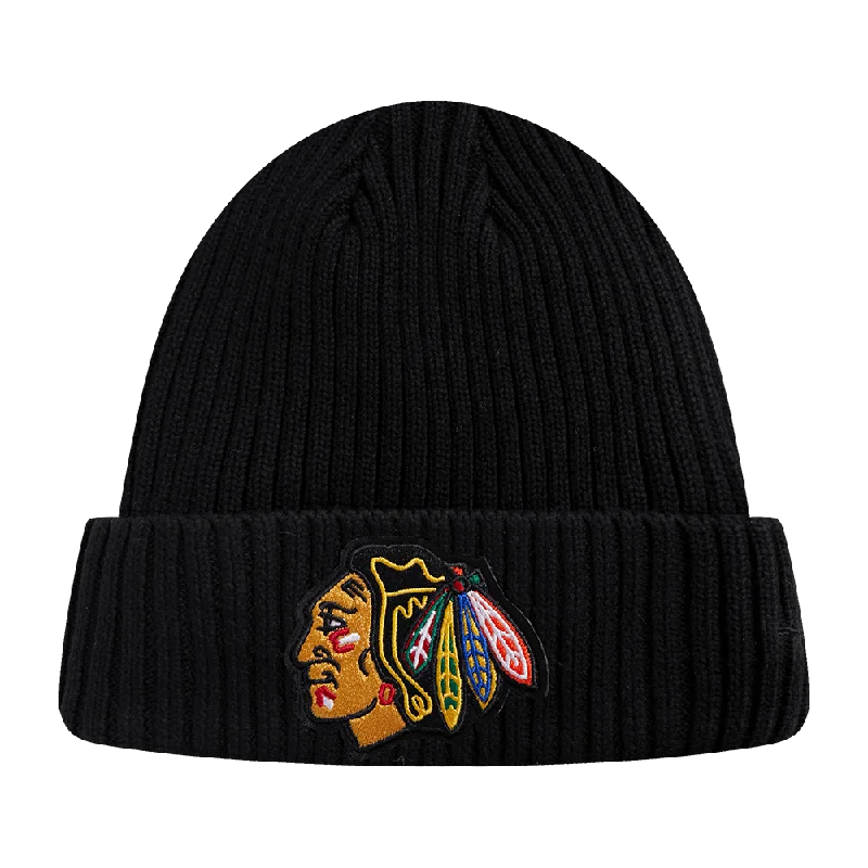 NHL CHICAGO BLACKHAWKS KNIT BOX SET BEANIE (BLACK)