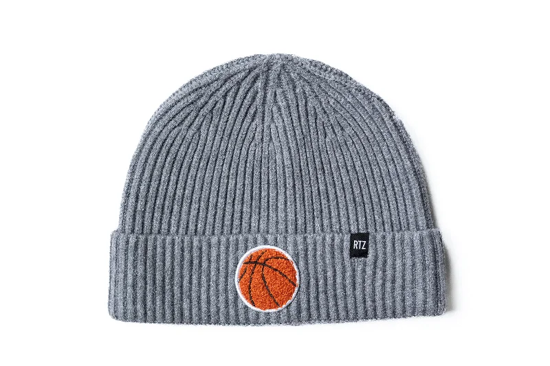 Heather Grey Terry Basketball Beanie