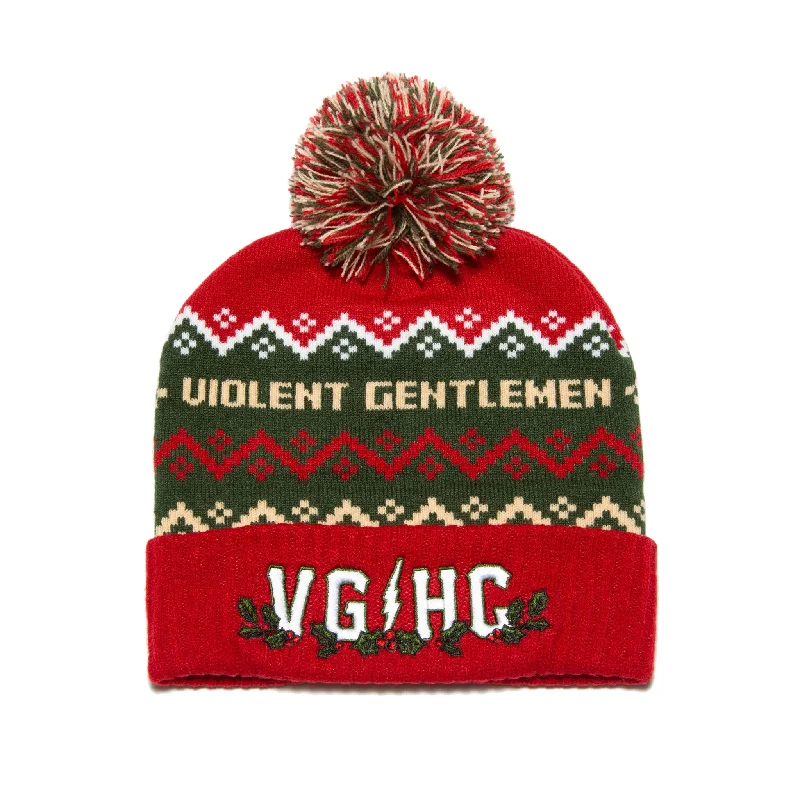 Jingle Bolts Pom Beanie