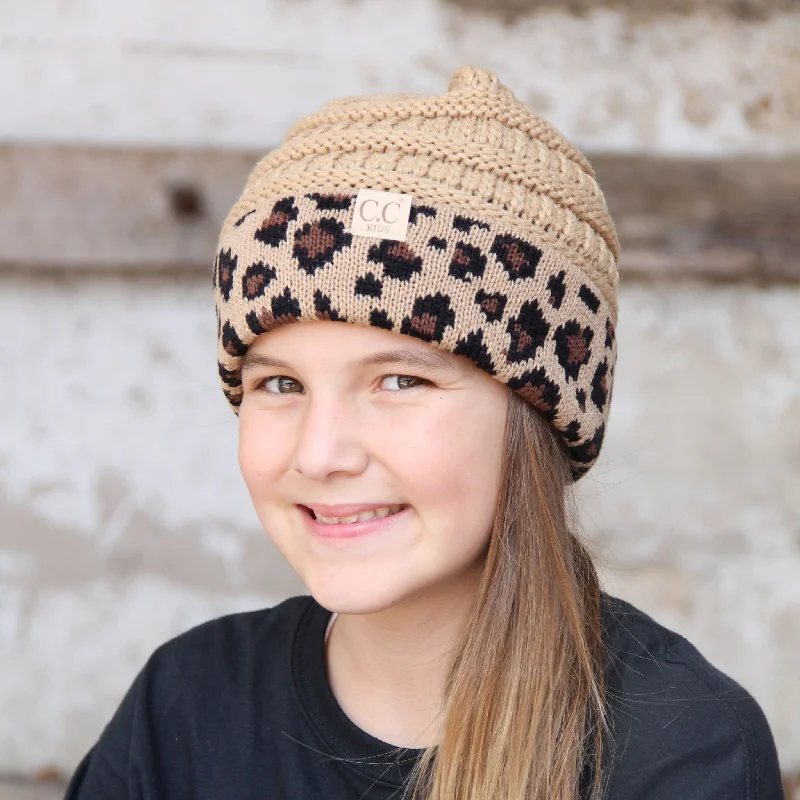 KID-45 Camel Leopard Youth Beanie