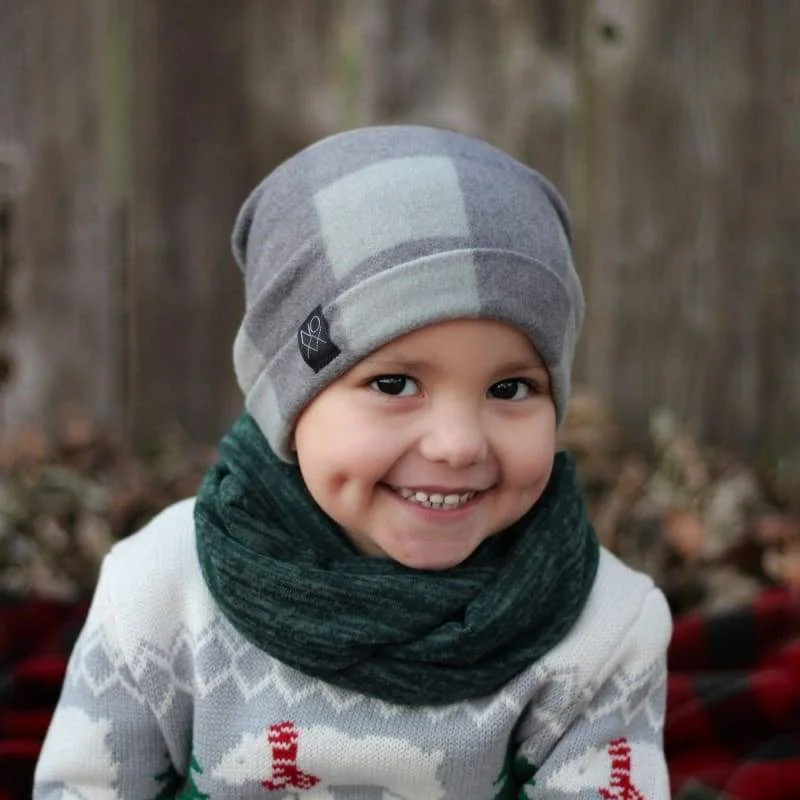 Light Green Buffalo Plaid | Cozy Sweater Knit Beanie