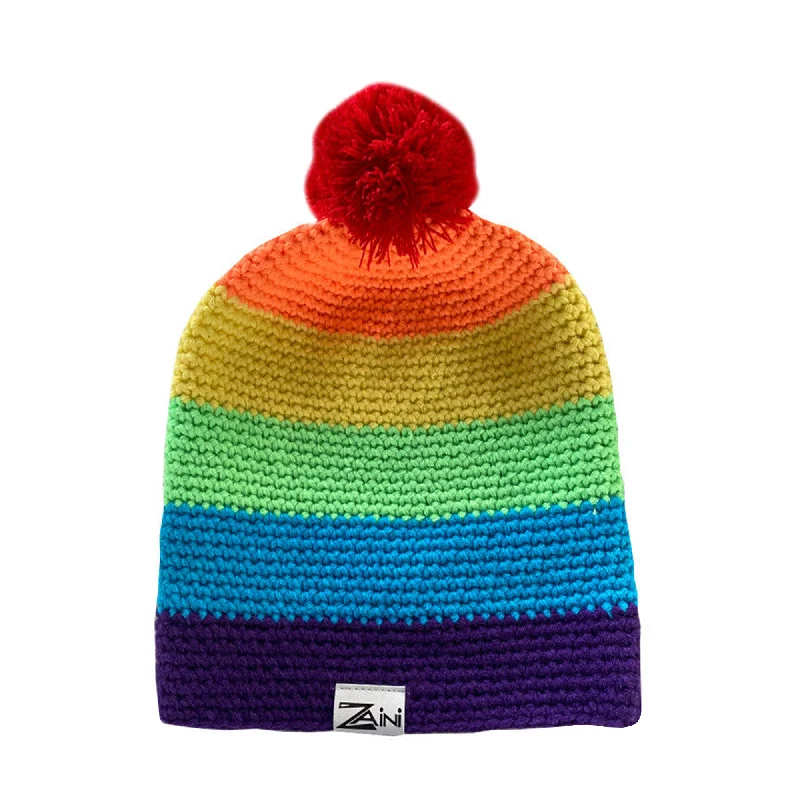 Rainbow Beanie Bobble Hat