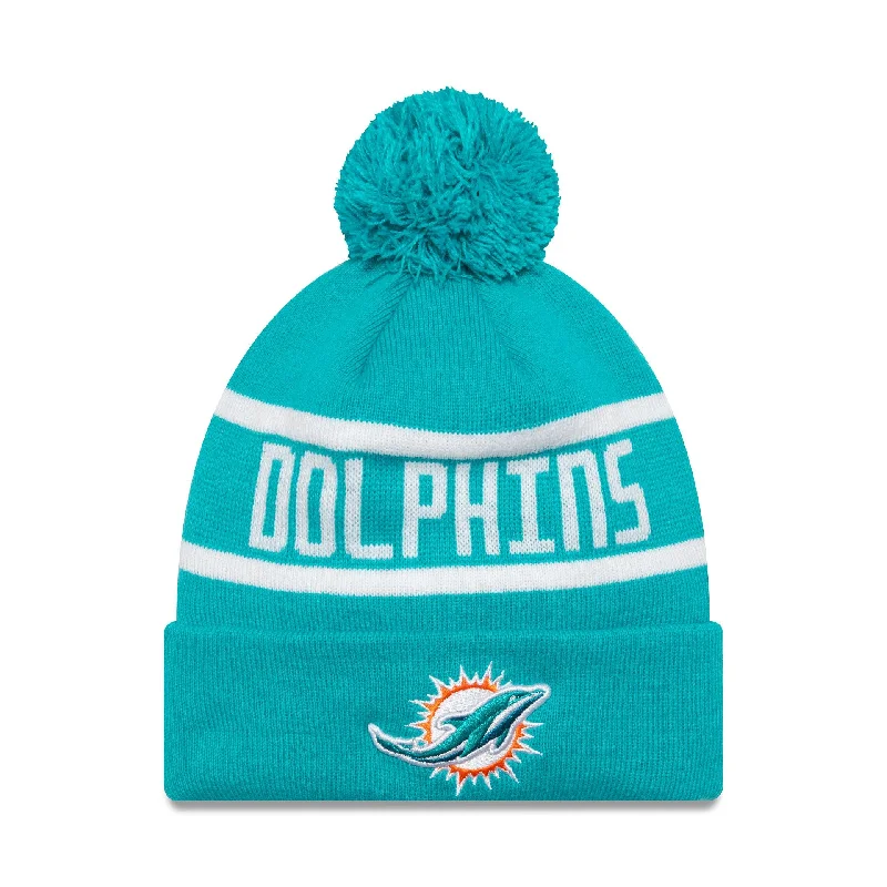 Miami Dolphins Official Team Colour NFL Turquoise Jake Knit Beanie Hat