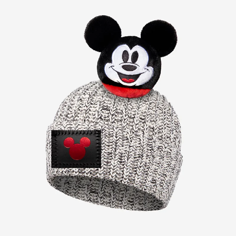 Mickey Mouse Kids Black Speckled Love Pom Beanie