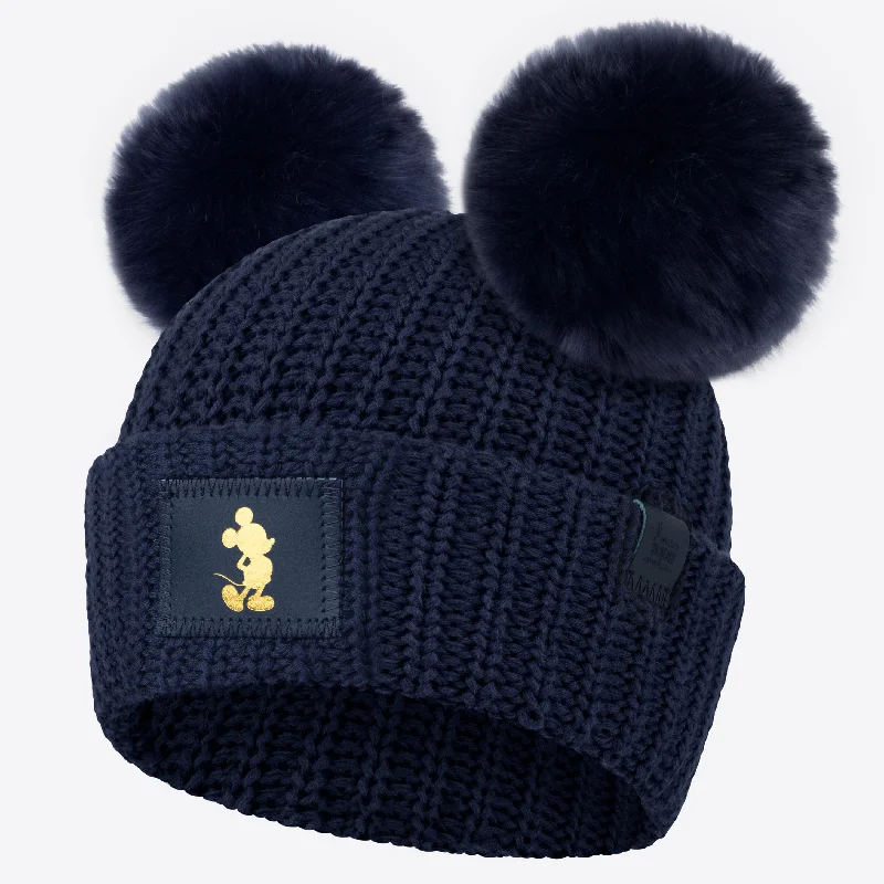 Disney's Mickey Mouse Navy Double Pom Beanie