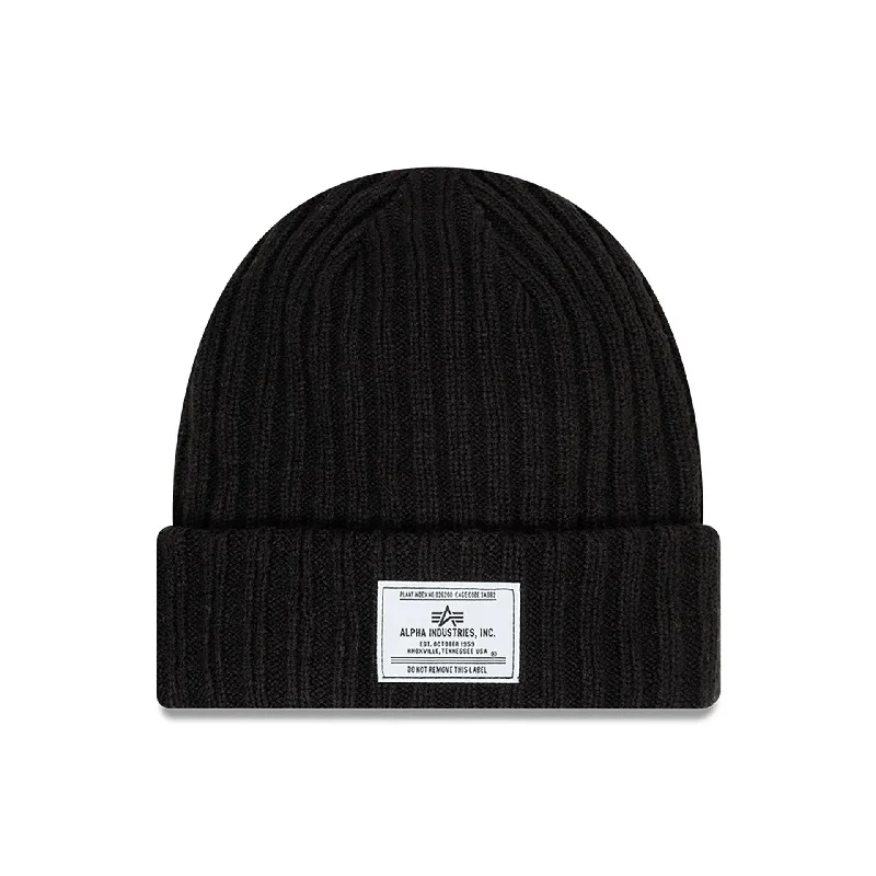 MLB x Alpha Industries Black Cuff Knit Beanie Hat