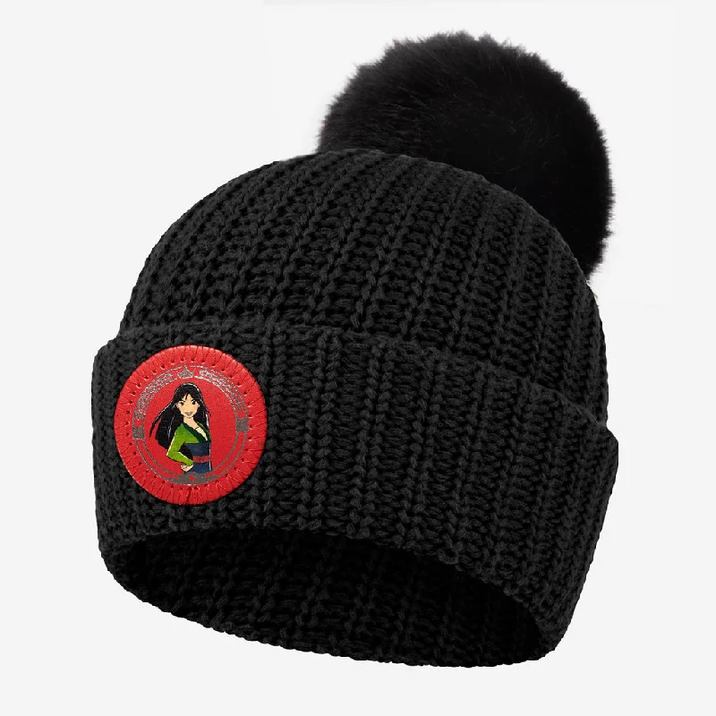 Mulan Black Pom Beanie