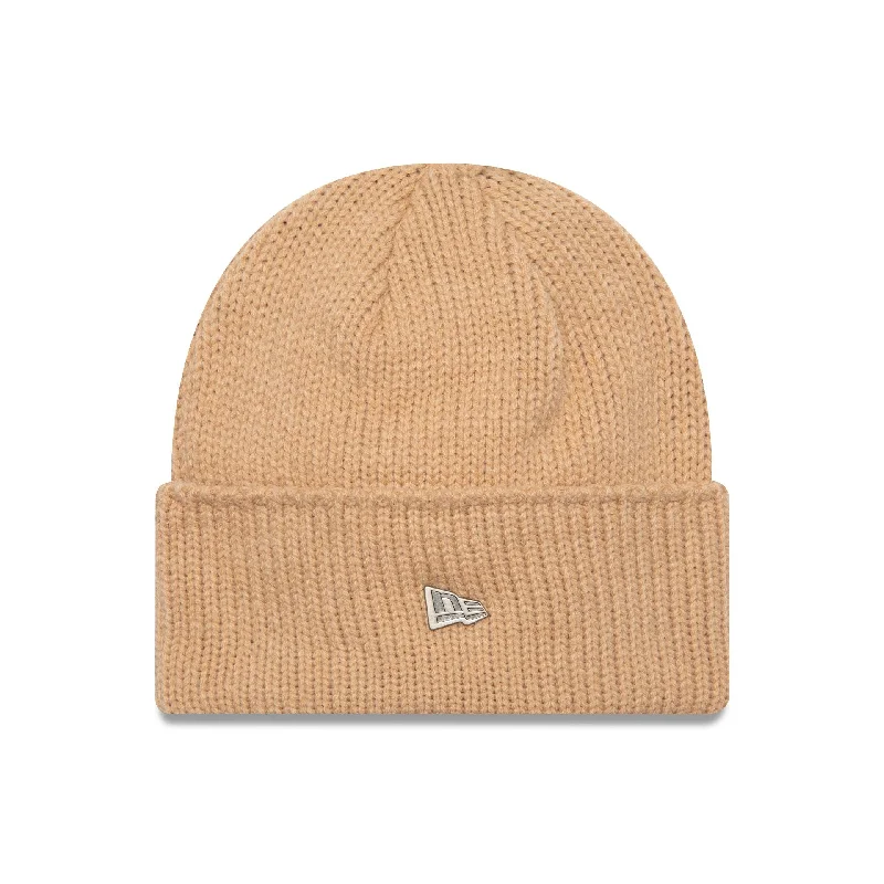 New Era Beige Wide Cuff Knit Beanie Hat