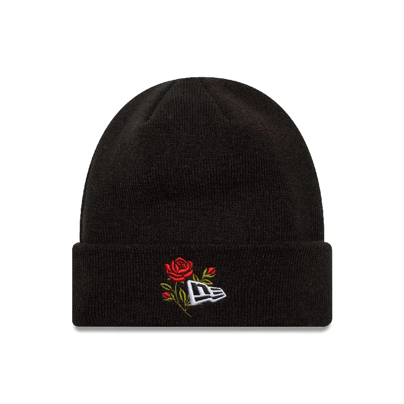 New Era Rose Icon Black Cuff Knit Beanie Hat