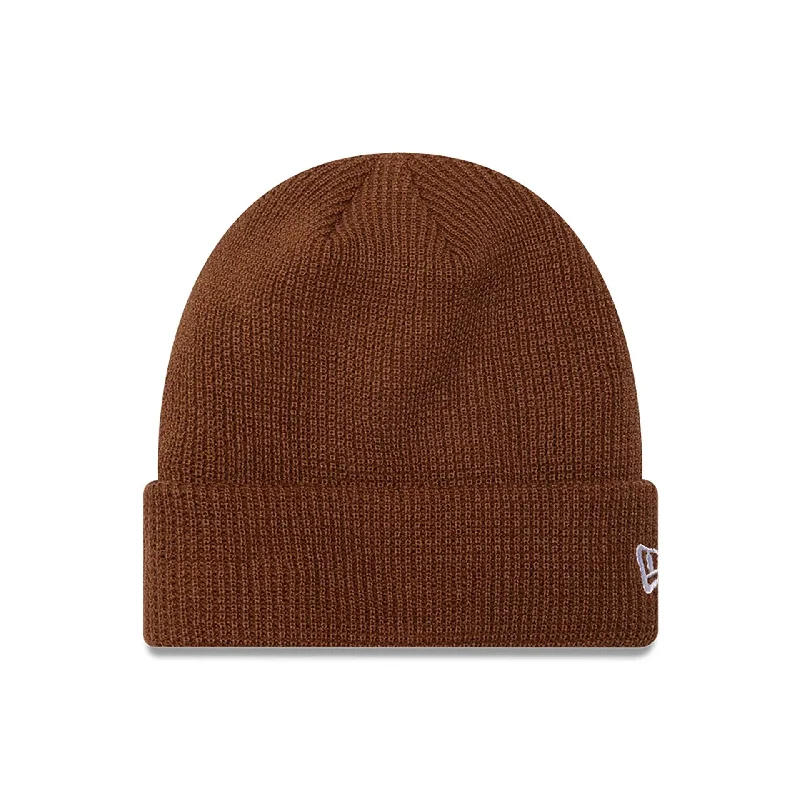 New Era Waffle Knit Dark Brown Beanie Hat