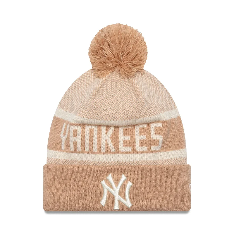 New York Yankees Beige Jake Knit Beanie Hat