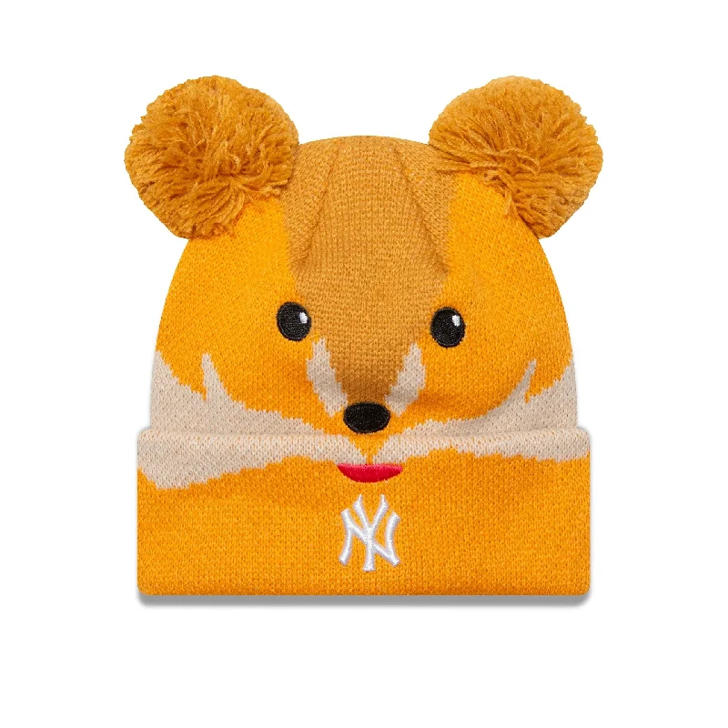 New York Yankees Toddler Animal Fox Orange Bobble Knit Beanie Hat