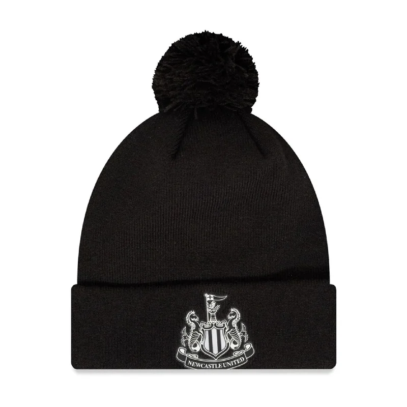 Newcastle United FC Monochrome Black Bobble Knit Beanie Hat