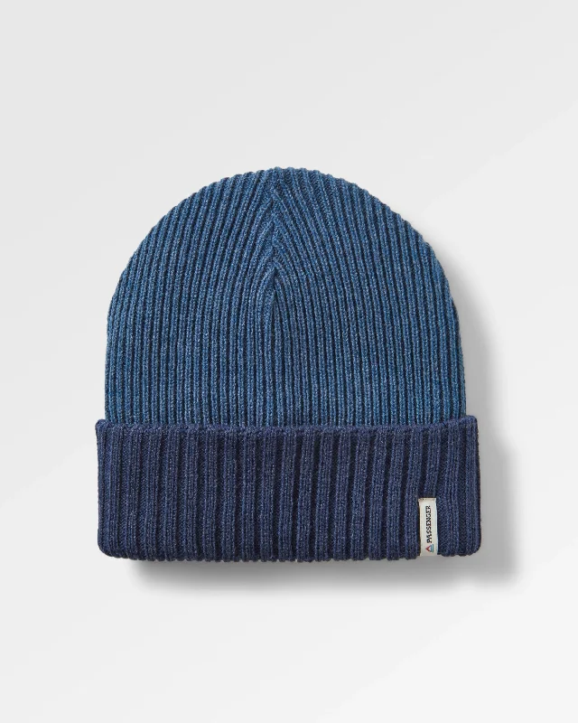 Outlook Recycled Beanie - Rich Navy/Dark Denim