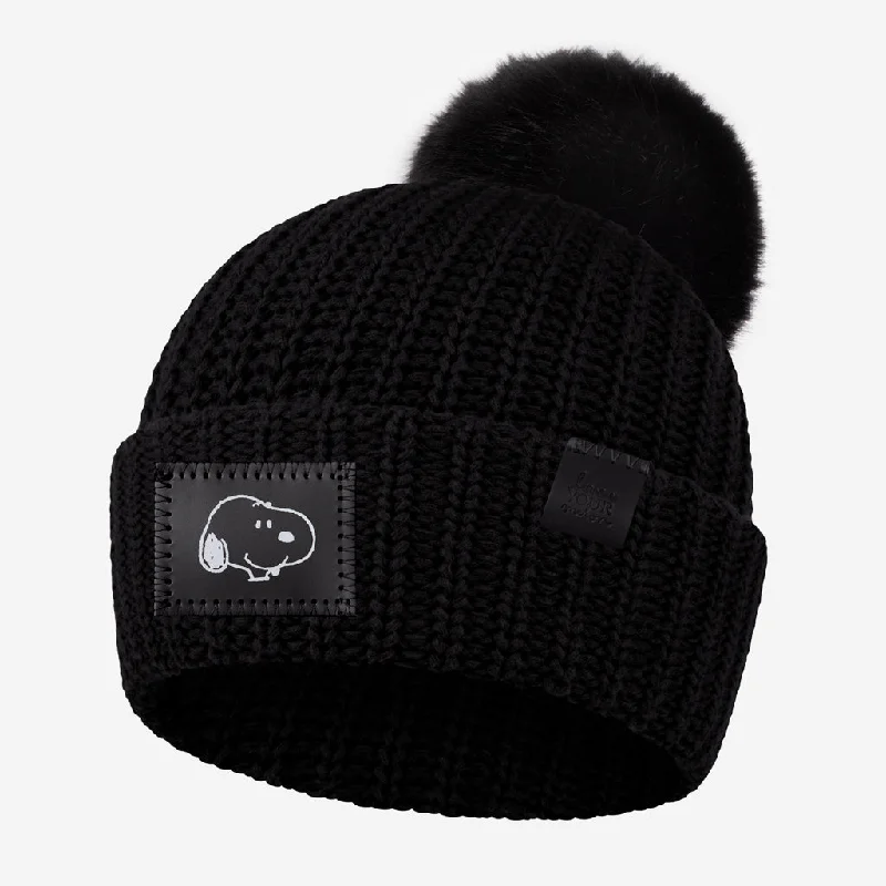 Snoopy Black Pom Beanie