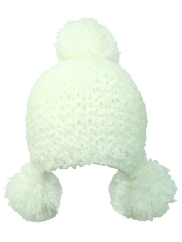 Plush Knit Triple Pom Pom Beanie Cap