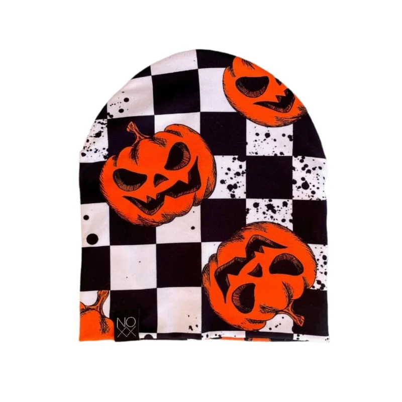 Pumpkin Checkered | Jersey Knit Beanie