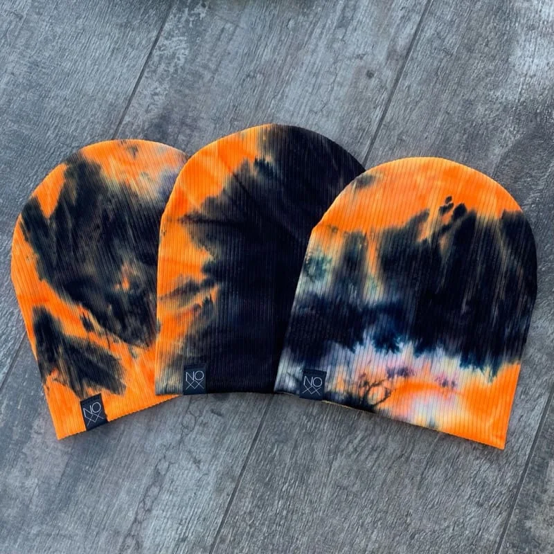 Orange Tie-Dye | Ribbed Knit Beanie