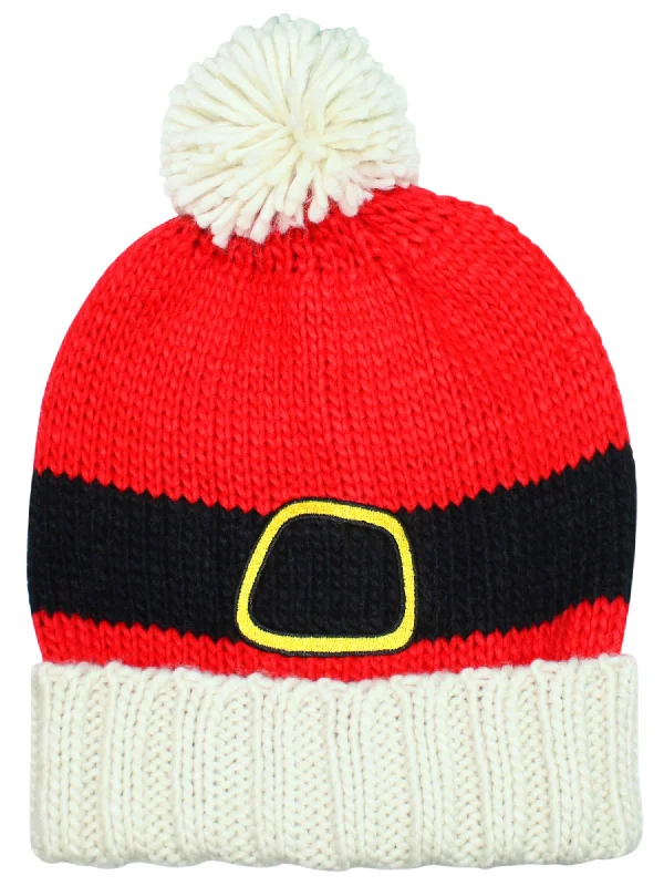 Red Knit Christmas Santa Claus Beanie Hat With Pom Pom