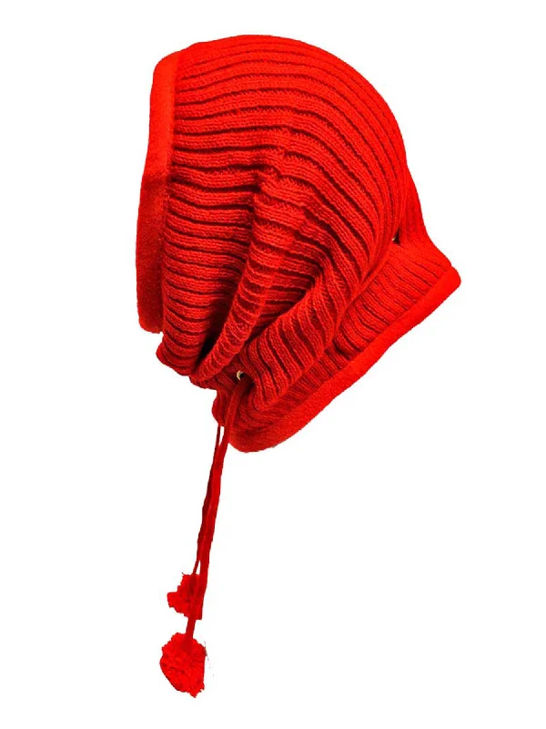 Red Thick Ribbed Knit Fleece Lined Head Cover