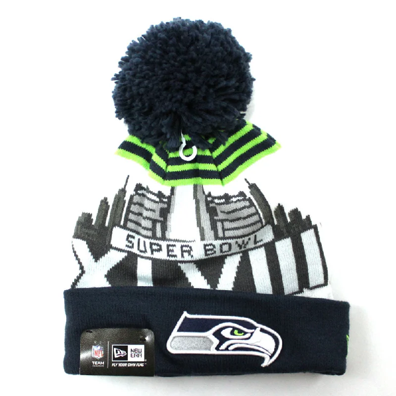 Seattle Seahawks Super Bow XLVIII New Era Pom Beanie (TEAM COLORS)