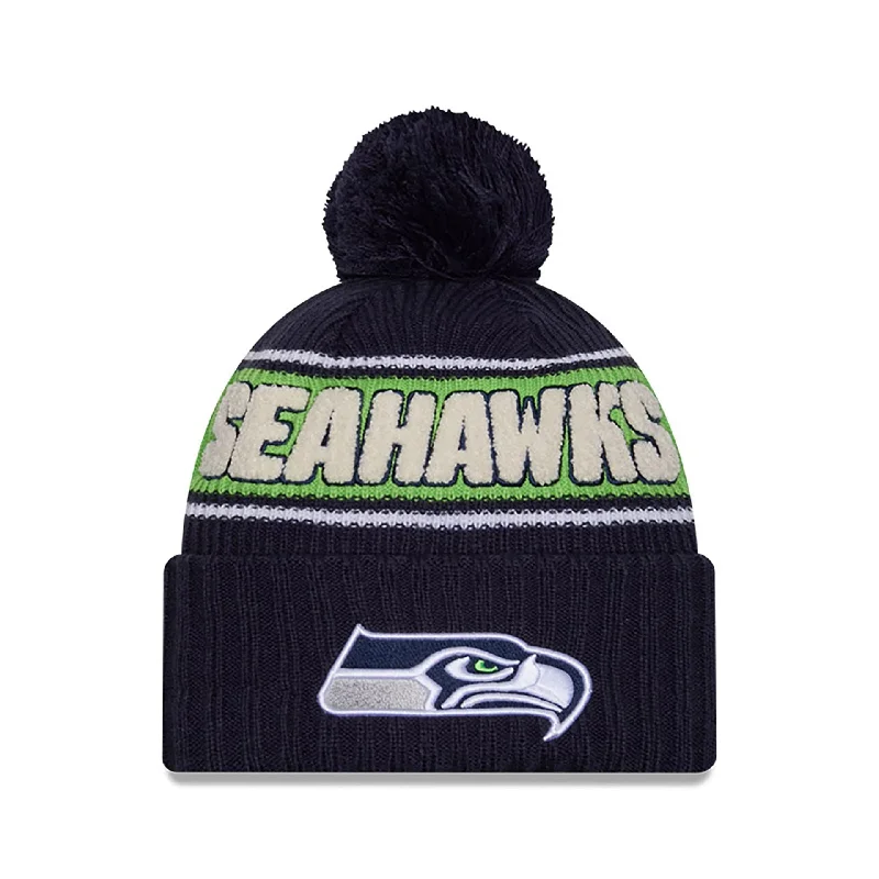 Seattle Seahawks NFL Sideline 2024 Dark Blue Sport Knit Beanie Hat