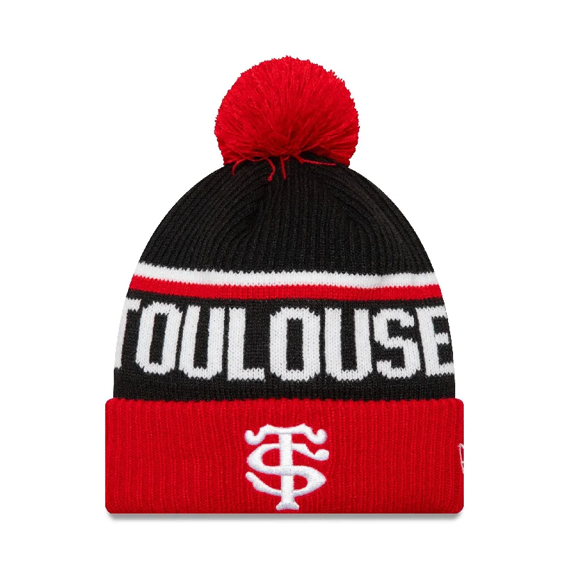 Stade Toulousain Sport Red Bobble Knit Beanie Hat