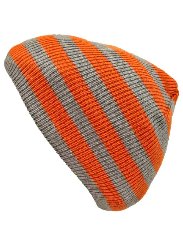 Striped Slouchy Knit Beanie Cap Hat