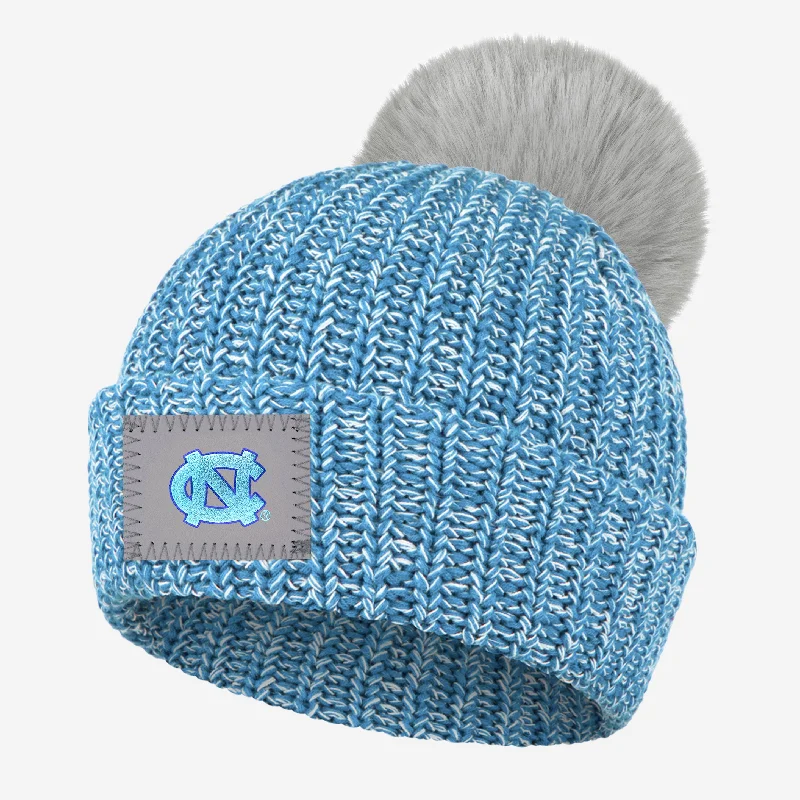 UNC Tar Heels Carolina Blue and White Speckled Pom Beanie