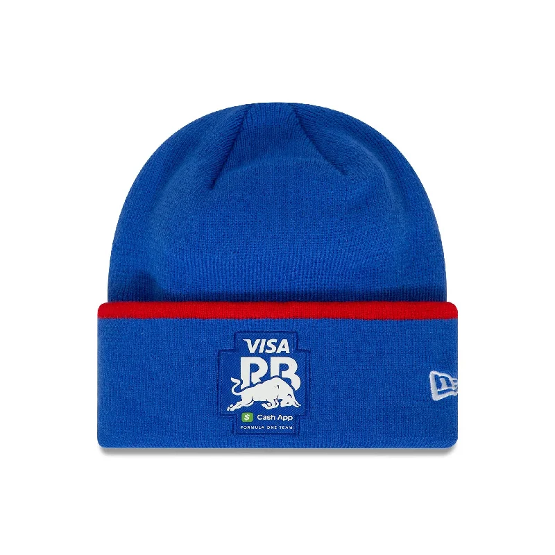 Visa Cash App RB Logo Dark Blue Wide Cuff Knit Beanie Hat